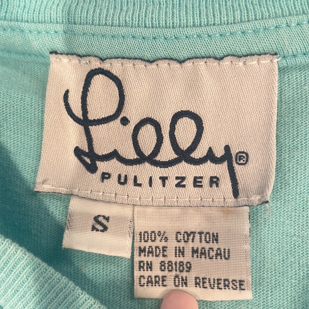 Lilly Pulitzer T-shirt turquoise 100% cotton short sleeve women’s size small S - Picture 9 of 9